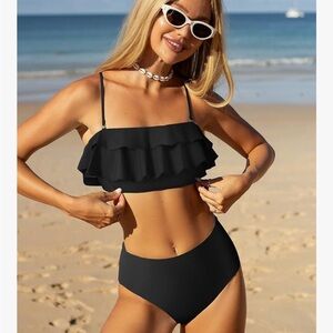 Zaful Black Ruffle Bikini Set‎
